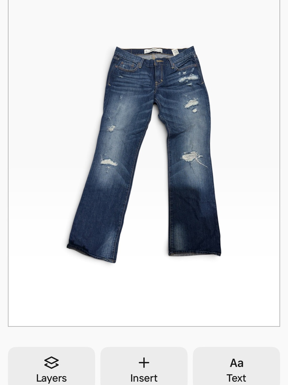 Abercrombie & Fitch Dark Wash Distressed Wide-Leg Jeans